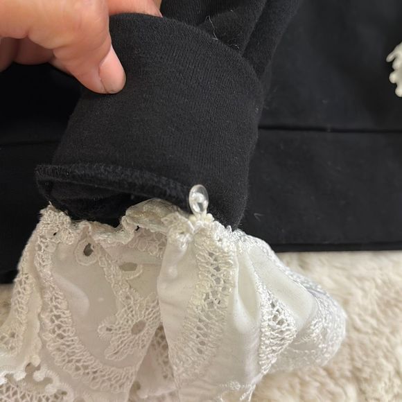 Maje Sweatshirt with Lace Details Black Size 2 - Picture 6 of 9